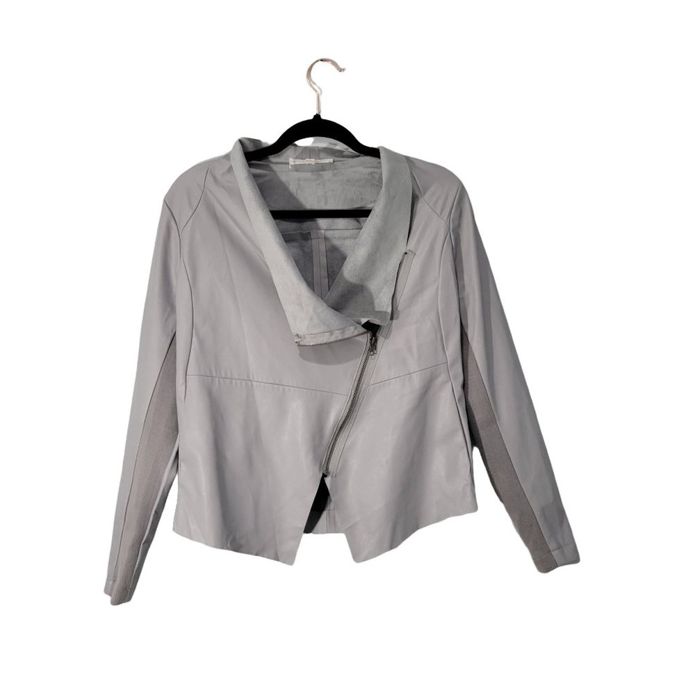 BB DAKOTA Women's  Bradford Draped Front Jacket Size Small Gray Long Sle…